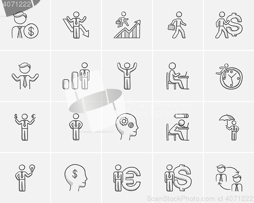 Image of Business sketch icon set.