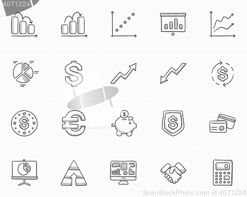 Image of Business sketch icon set.