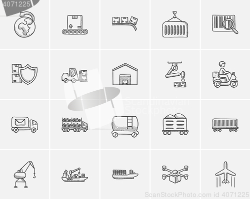 Image of Industry sketch icon set.