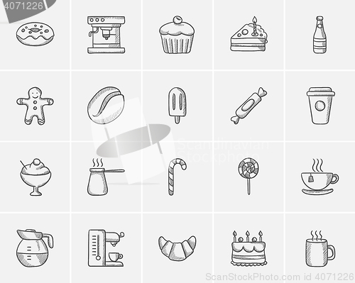 Image of Junk food sketch icon set.