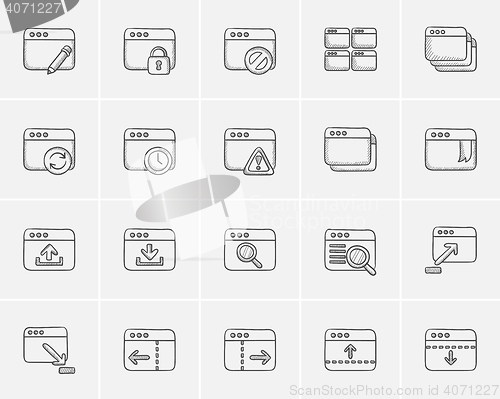 Image of Technology sketch icon set.