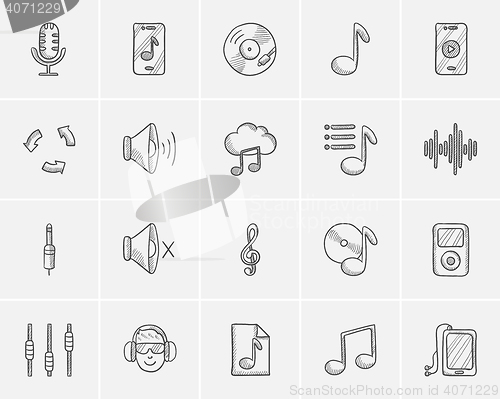 Image of Media sketch icon set.