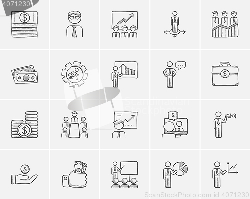 Image of Business sketch icon set.