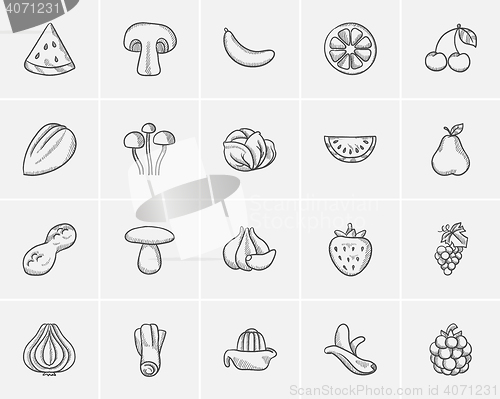 Image of Healthy food sketch icon set.