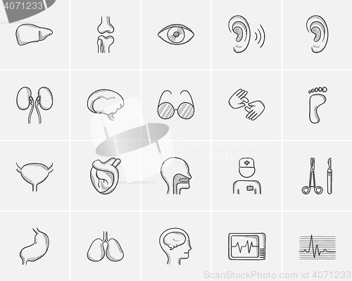 Image of Medicine sketch icon set.