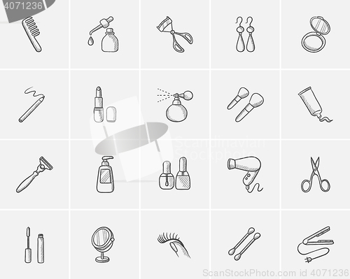 Image of Beauty sketch icon set.