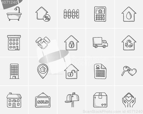 Image of Real estate sketch icon set.