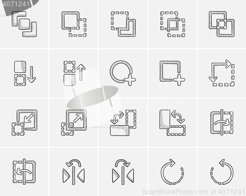 Image of Technology sketch icon set.