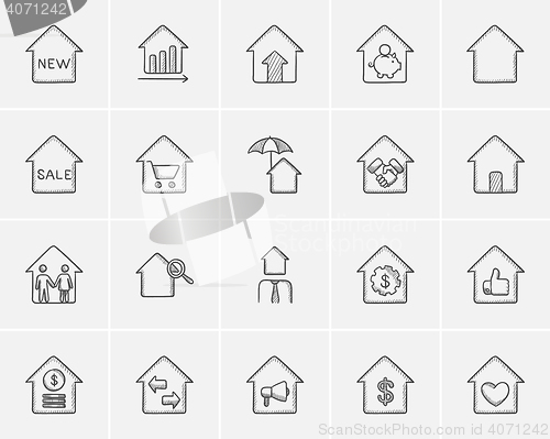 Image of Real estate sketch icon set.