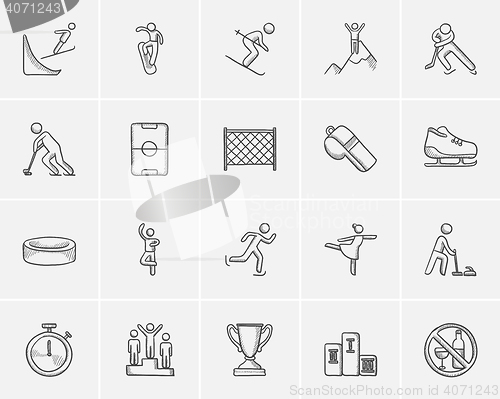 Image of Winter sport sketch icon set.