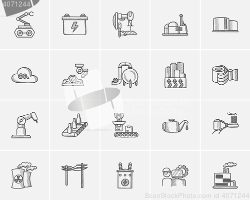 Image of Industry sketch icon set.