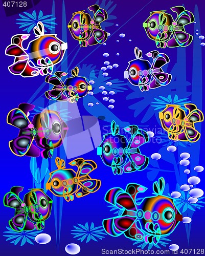 Image of colorfull  fishes in marine environment