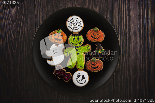 Image of Homemade delicious ginger biscuits for Halloween