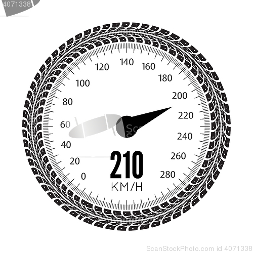 Image of Speedometer vector illustration. Styling by tire tracks.