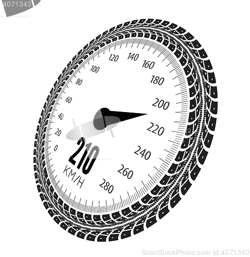 Image of Speedometer vector illustration. Styling by tire tracks.