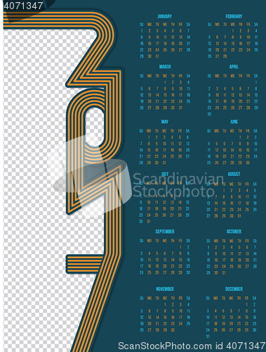 Image of 2017 calendar design with photo container on left