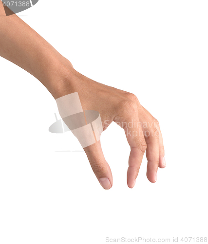 Image of Beautiful woman hand holding items