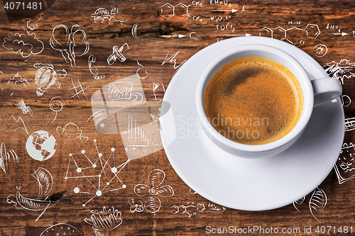 Image of Coffee cup on a wooden table