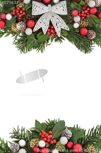 Image of Christmas Flora with Silver Bow Border