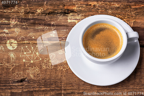 Image of Coffee cup on a wooden table