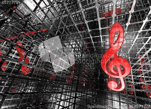 Image of clef in abstract futuristic space - 3d illustration