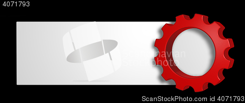 Image of blank sign and gear wheel - 3d illustration