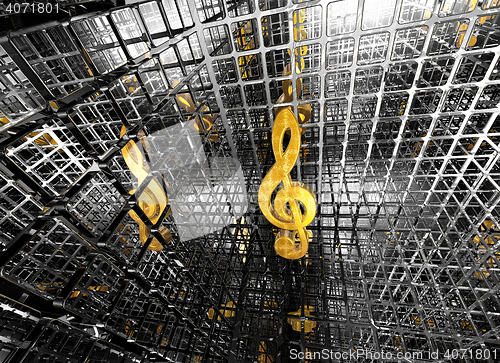 Image of clef in abstract futuristic space - 3d illustration
