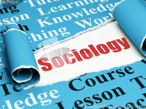 Image of Learning concept: red text Sociology under the piece of  torn paper