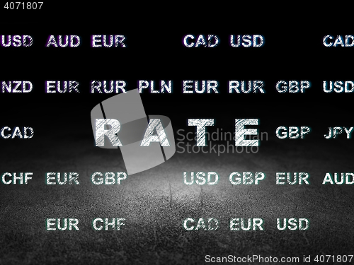 Image of Money concept: Rate in grunge dark room