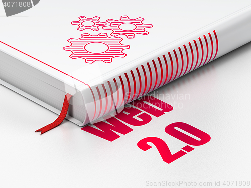Image of Web design concept: book Gears, Web 2.0 on white background