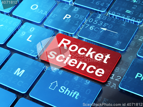 Image of Science concept: Rocket Science on computer keyboard background