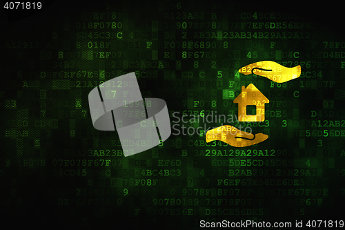Image of Insurance concept: House And Palm on digital background