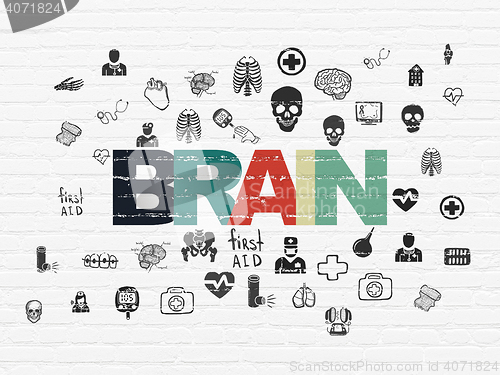Image of Medicine concept: Brain on wall background