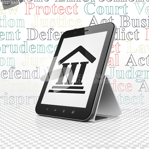 Image of Law concept: Tablet Computer with Courthouse on display