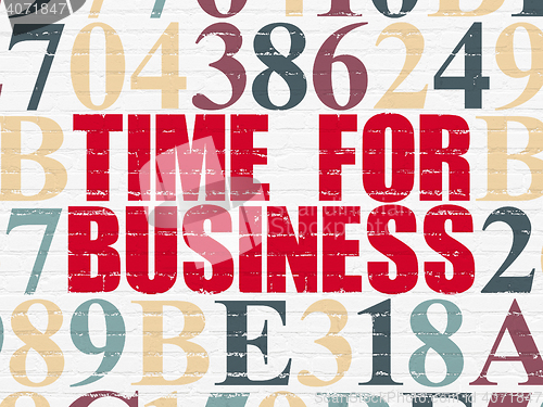 Image of Timeline concept: Time for Business on wall background