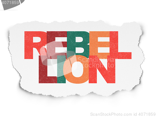 Image of Political concept: Rebellion on Torn Paper background