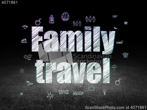 Image of Vacation concept: Family Travel in grunge dark room