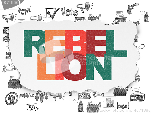 Image of Politics concept: Rebellion on Torn Paper background