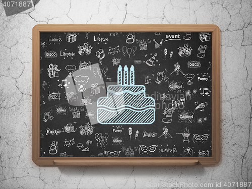 Image of Entertainment, concept: Cake on School board background