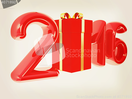 Image of Happy new 2016 year. 3D illustration. Vintage style.