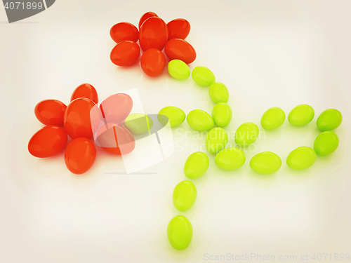 Image of Eggs in the shape of a flower. Unique Design. 3D illustration. V