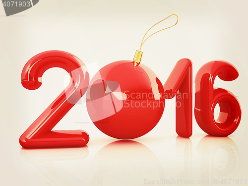 Image of Happy new 2016 year. 3D illustration. Vintage style.