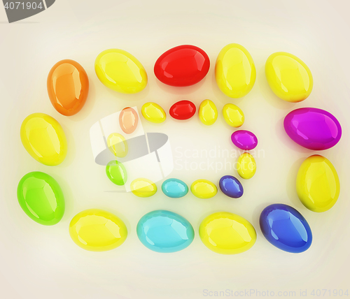 Image of Colored Eggs on a white background. 3D illustration. Vintage sty