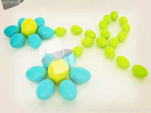 Image of Eggs in the shape of a flower. Unique Design. 3D illustration. V