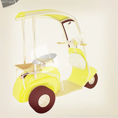 Image of scooter. 3D illustration. Vintage style.