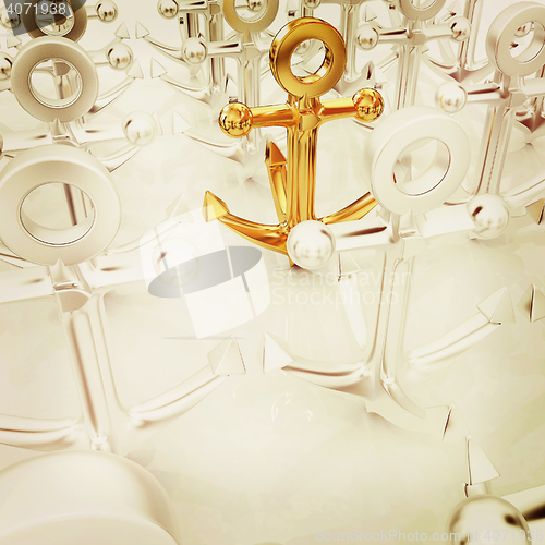 Image of leadership concept with anchors. 3D illustration. Vintage style.