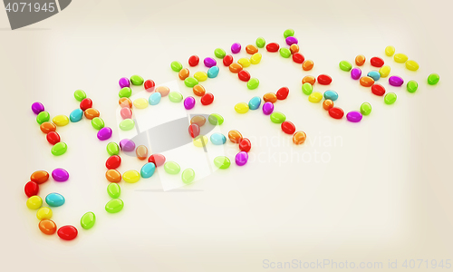 Image of Easter eggs as a \"Happy Easter\" greeting on white background. 3D