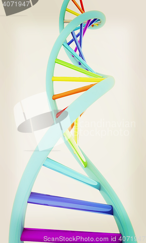 Image of DNA structure model on white. 3D illustration. Vintage style.