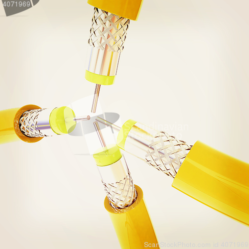 Image of Cables for high tech connect. 3D illustration. Vintage style.