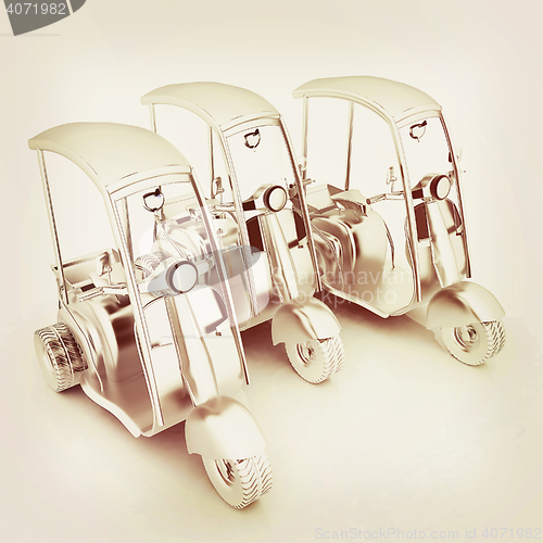 Image of scooters. 3D illustration. Vintage style.